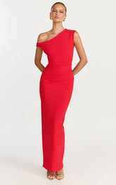 Genie Maxi Dress - Off The Shoulder Dress in Red