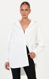 Kalpena Shirt - Ruched Side Oversized Shirt in White