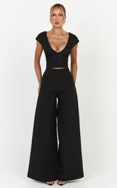 Lilo Pants - High Waisted Wide Leg Pants in Black