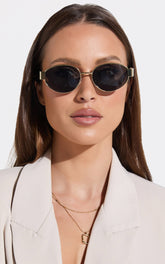 Marcia Sunglasses - Oval Shape Sunglasses in Gold