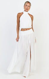 Melanie Maxi Skirt - Gathered Yoke Skirt in Cream