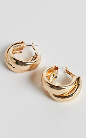 Adaleen Double Hoop Earrings in Gold