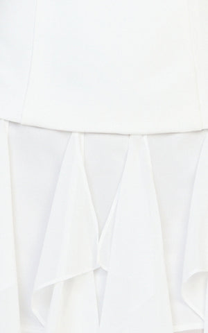 Selani Mini Dress - Strapless Bodice Ruffle Hem Dress in White