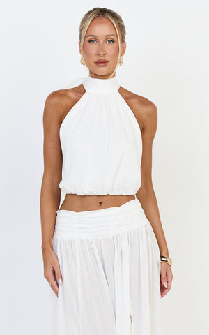 Melanie Top - Halter Neck Top in Cream