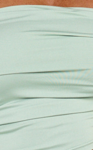Fergie Maxi Dress - Strapless Side Ruched Cut Out Fitted Dress in Sage