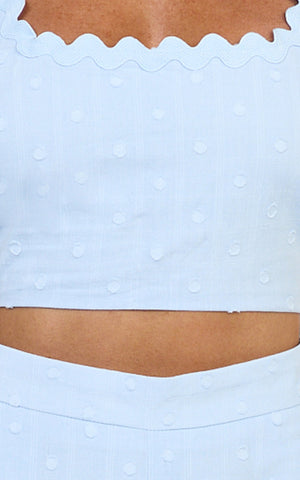 Mabel Two Piece Set - Square Neck And Matching Shorts Set in Blue