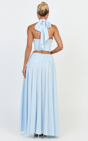 Melanie Top - Halter Neck Top in Pale Blue