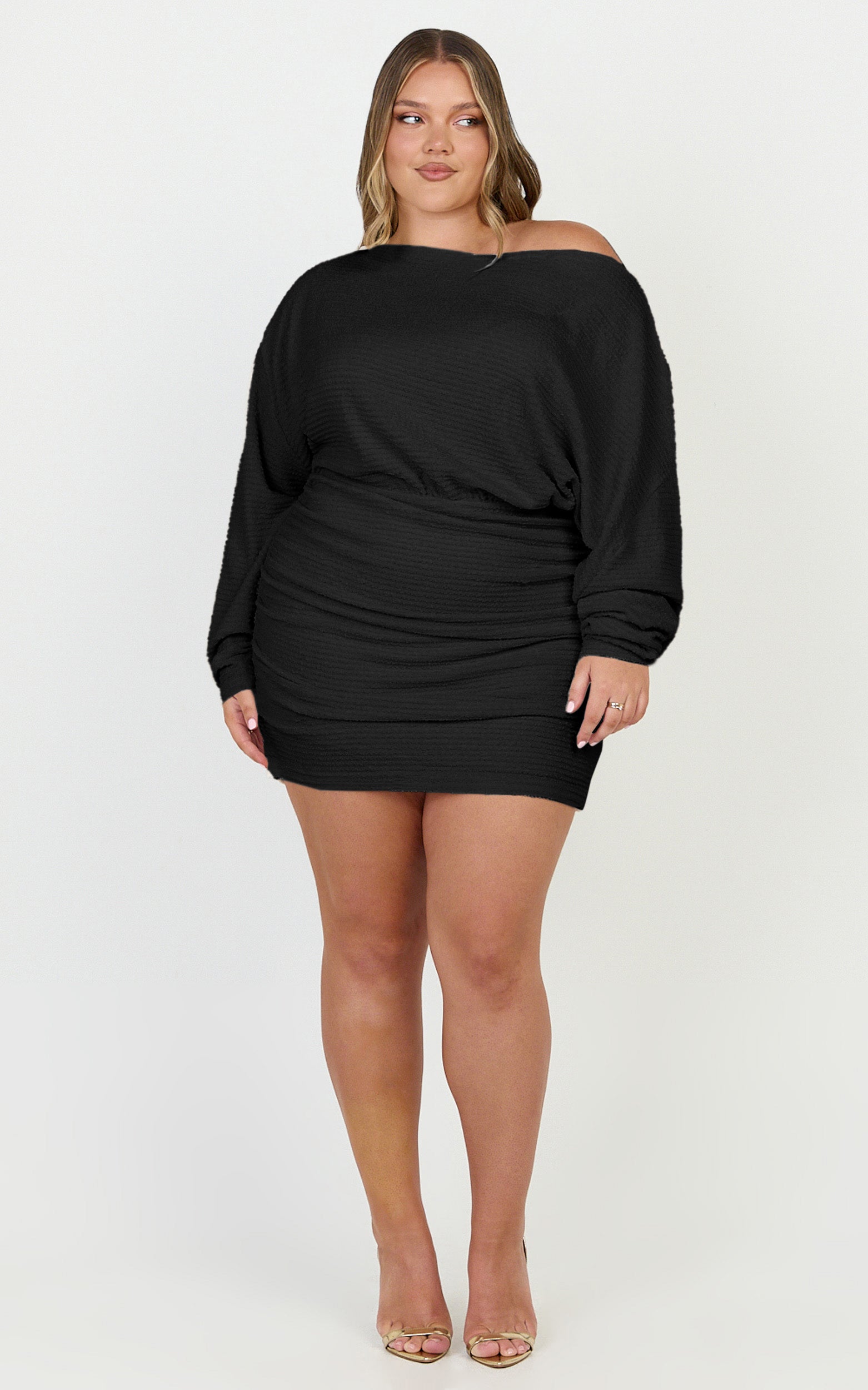 Alyce Mini Dress - Long Sleeve One Shoulder Dress in Black