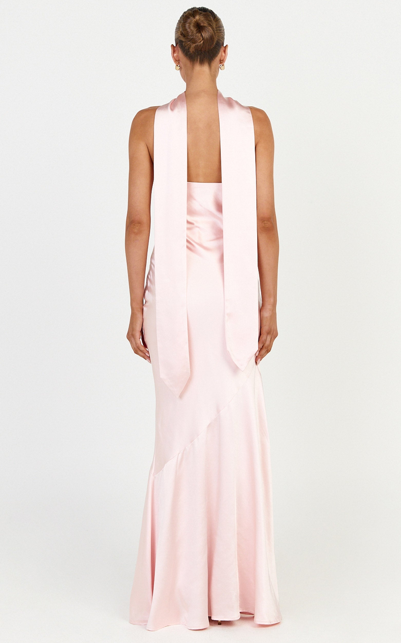 Odette Maxi Dress - Strapless Slip Dress With Neck Scarf in Light Pink