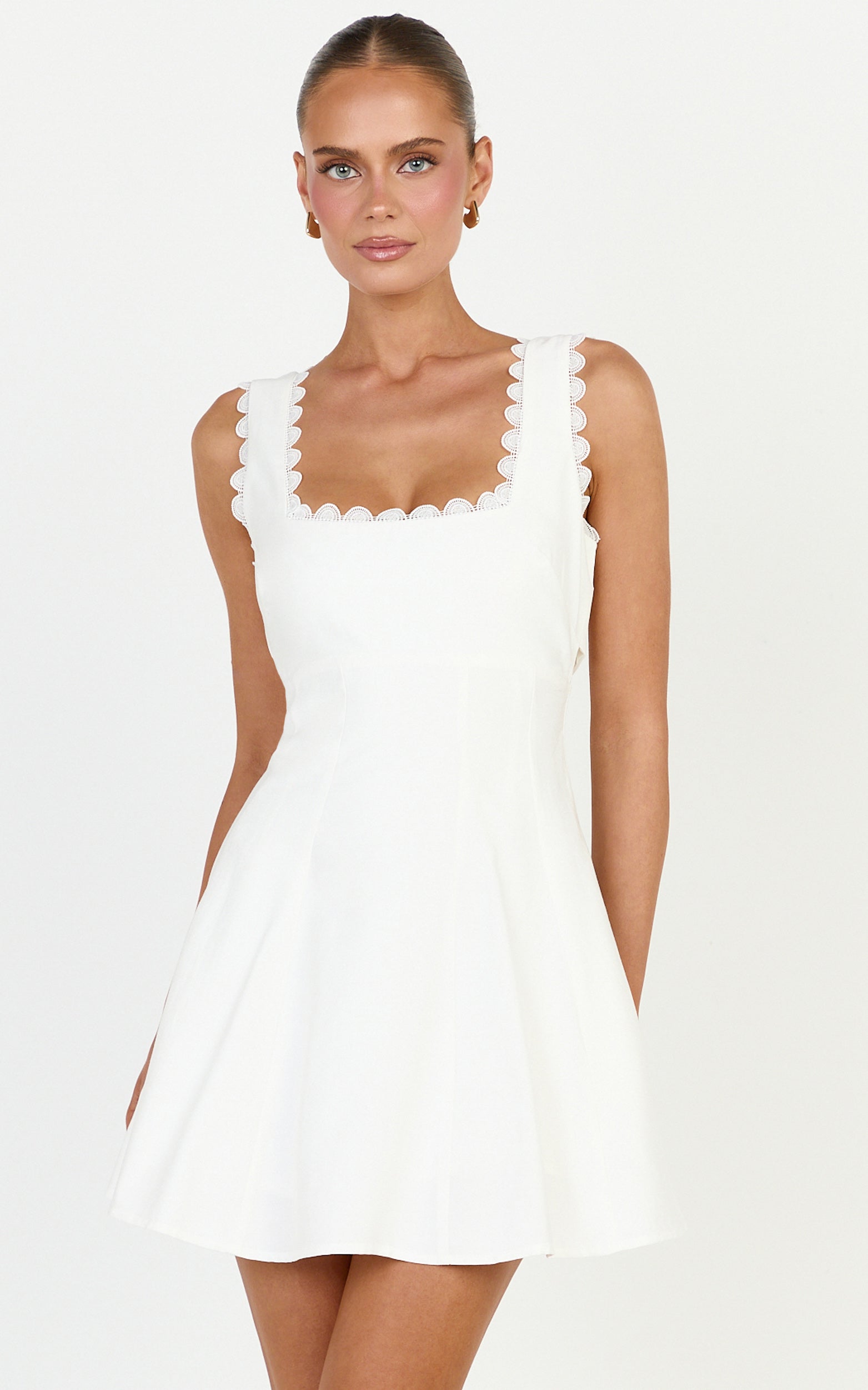 Tracey Mini Dress - Fit And Flare Polka Dot Dress in White