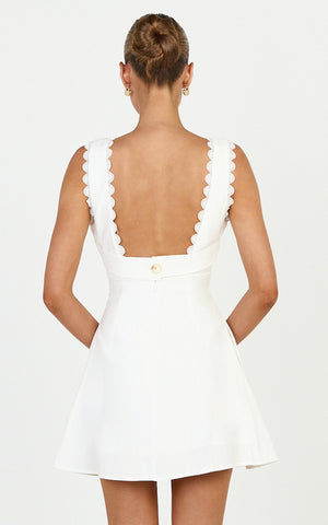 Tracey Mini Dress - Fit And Flare Polka Dot Dress in White