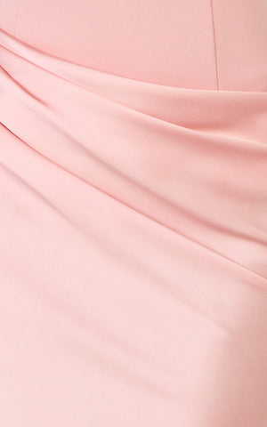 Solene Maxi Dress - Halter Neck Draped Cowl Waist Dress in Pink
