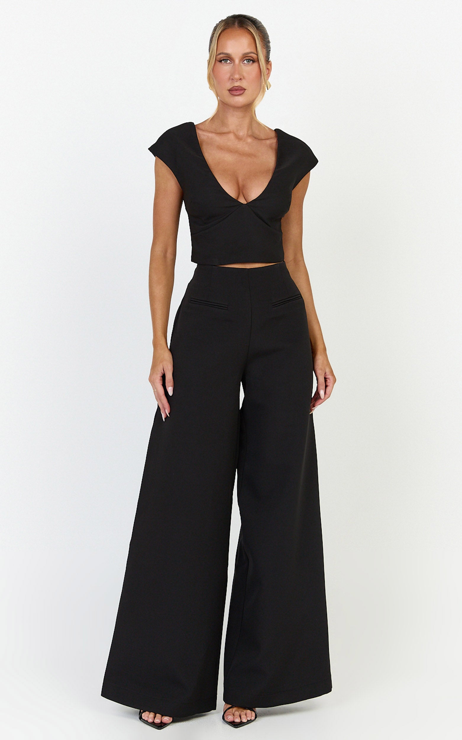 Lilo Pants - High Waisted Wide Leg Pants in Black