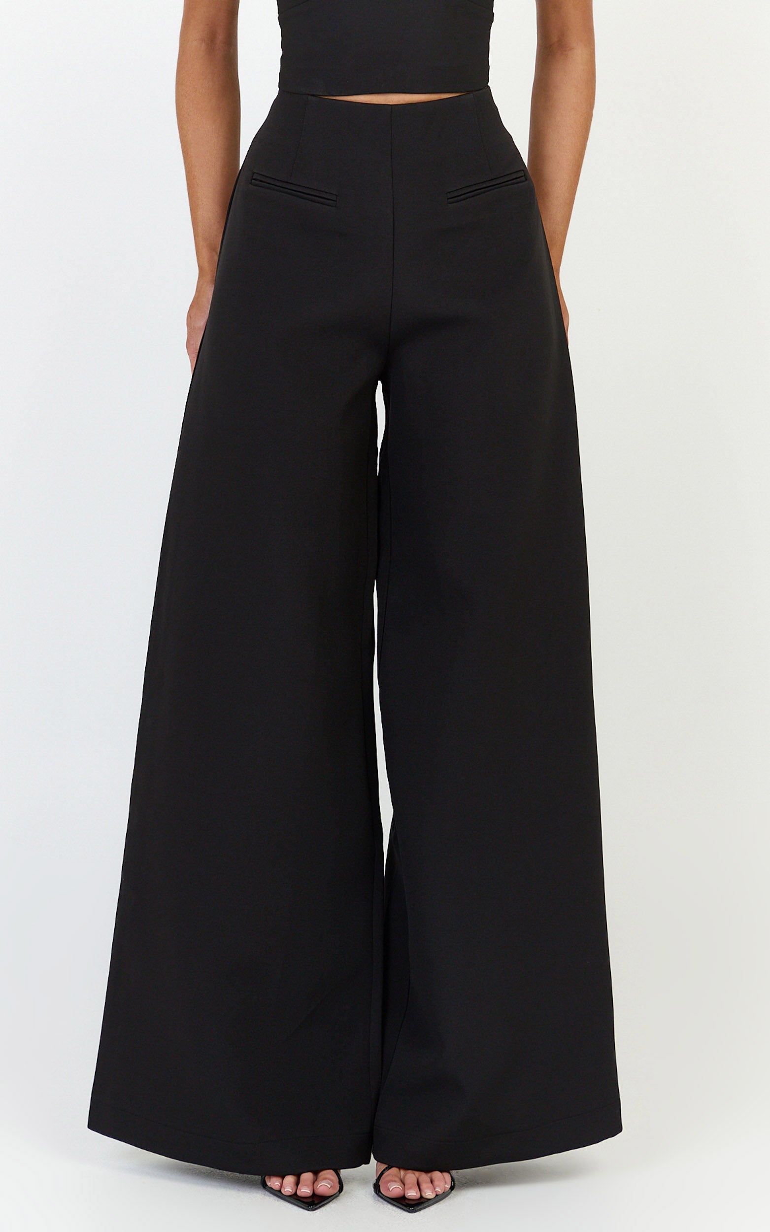 Lilo Pants - High Waisted Wide Leg Pants in Black