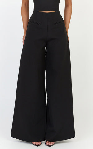 Lilo Pants - High Waisted Wide Leg Pants in Black