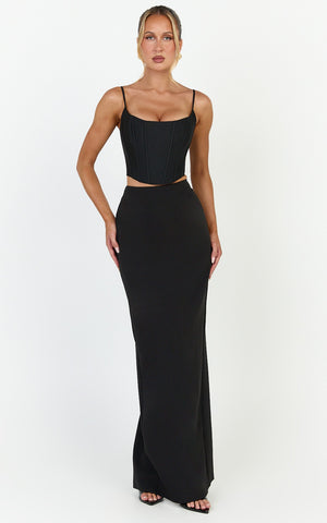 Marais Maxi Skirt - Column Skirt in Black