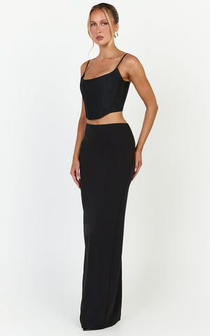 Marais Maxi Skirt - Column Skirt in Black