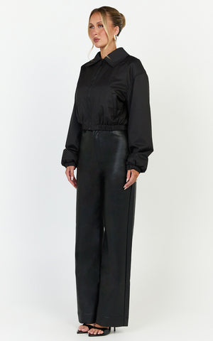 Peterson Jacket - Cropped Bomber Jacket in Black