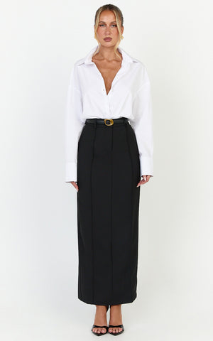 Stella Maxi Skirt - High Waisted Pencil Skirt in Black