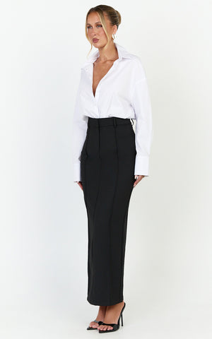 Stella Maxi Skirt - High Waisted Pencil Skirt in Black
