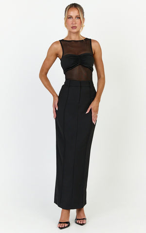 Stella Maxi Skirt - High Waisted Pencil Skirt in Black