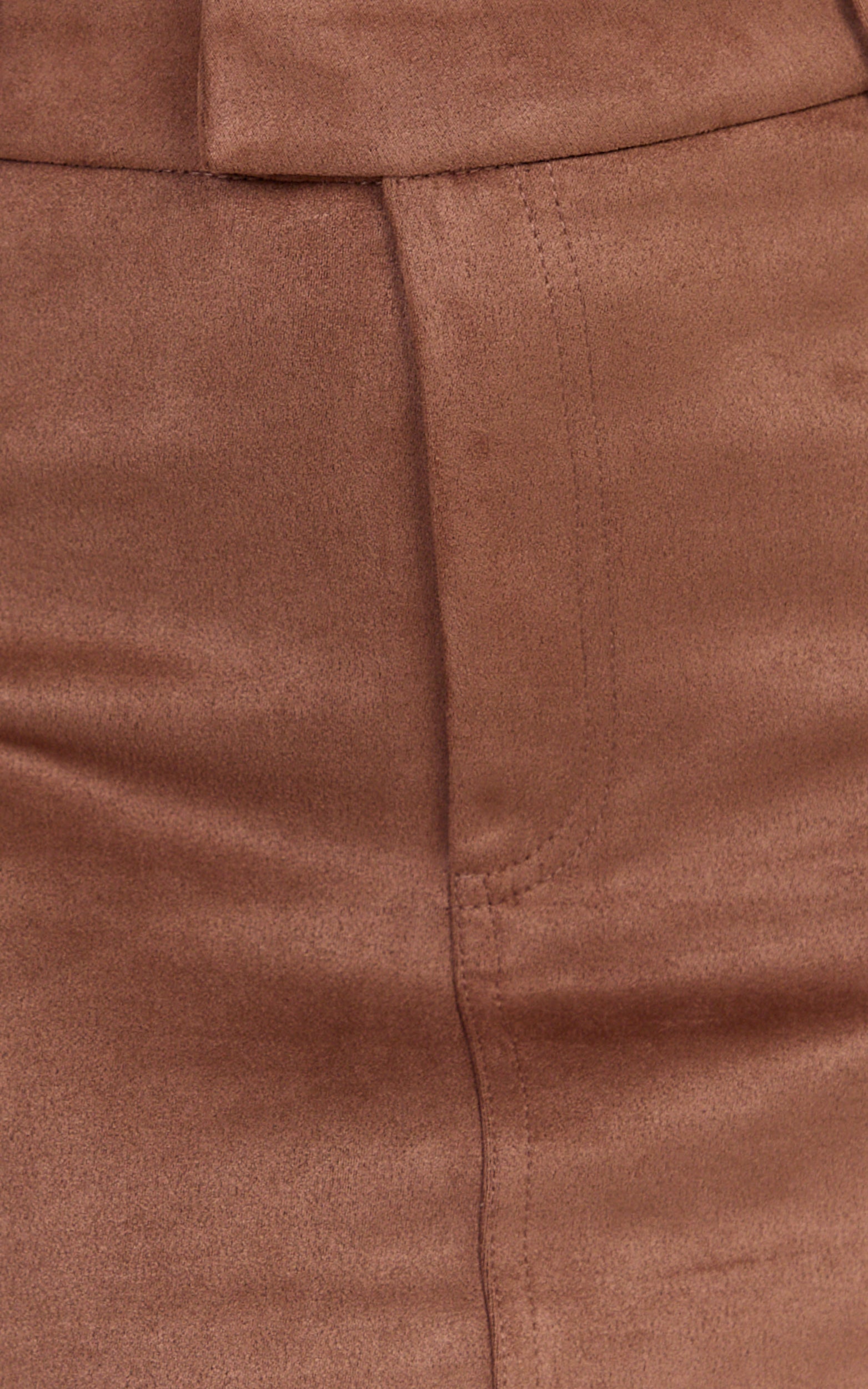 Priscilla Mini Skirt - Mid Waist Faux Suede Skirt in Brown Tan