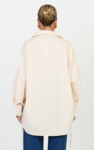 Kalpena Shirt - Ruched Side Oversized Shirt in Neutral