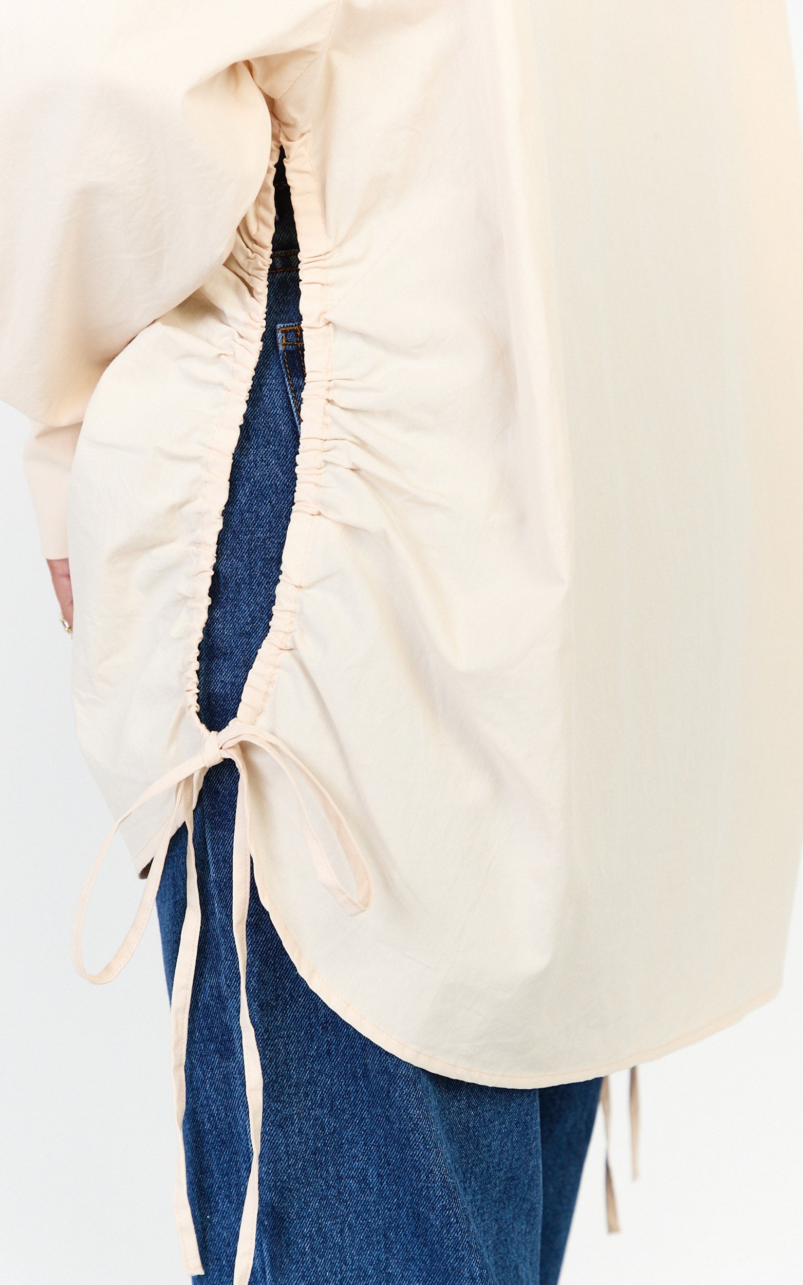 Kalpena Shirt - Ruched Side Oversized Shirt in Neutral