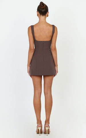 Zaria Mini Dress - Panel Dress in Mocha