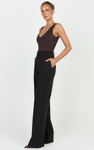 Rosalie Pants - High Waist Tailored Straight Leg Pants in Black