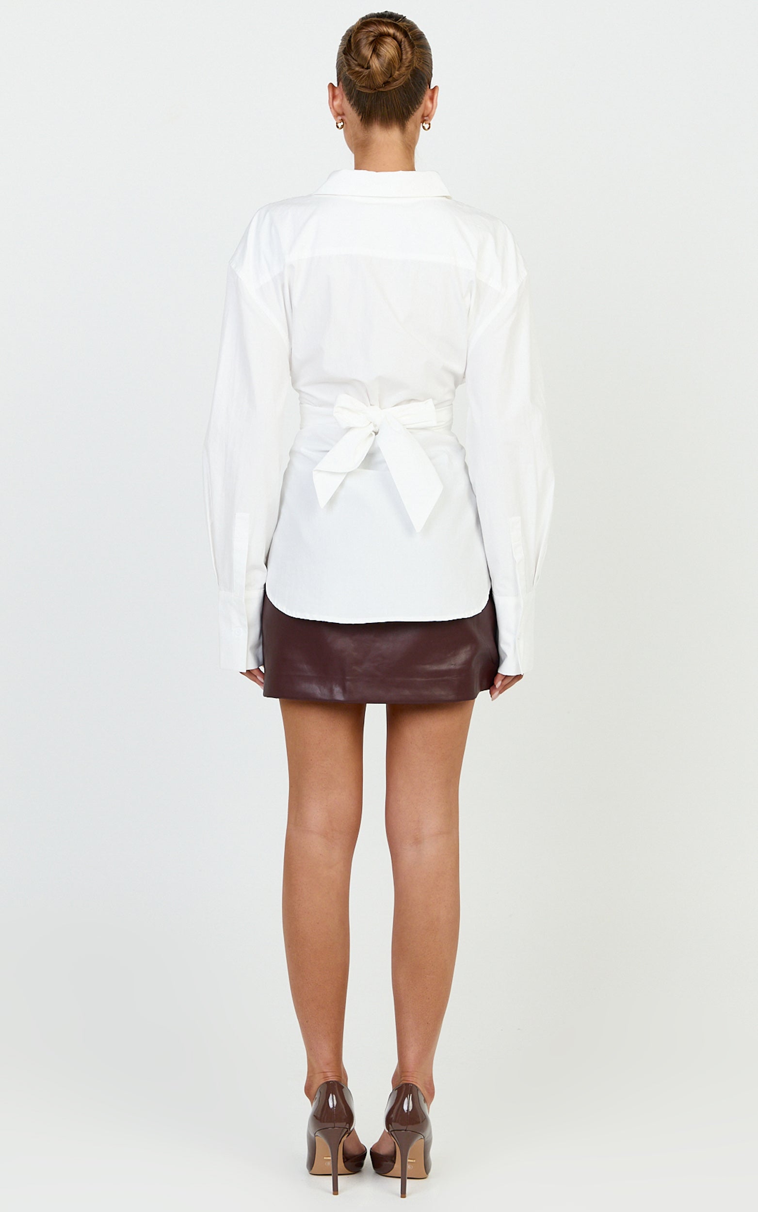 Skye Top - Tie Waist Shirt in White