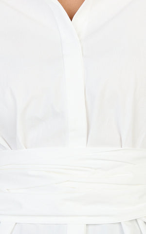 Skye Top - Tie Waist Shirt in White