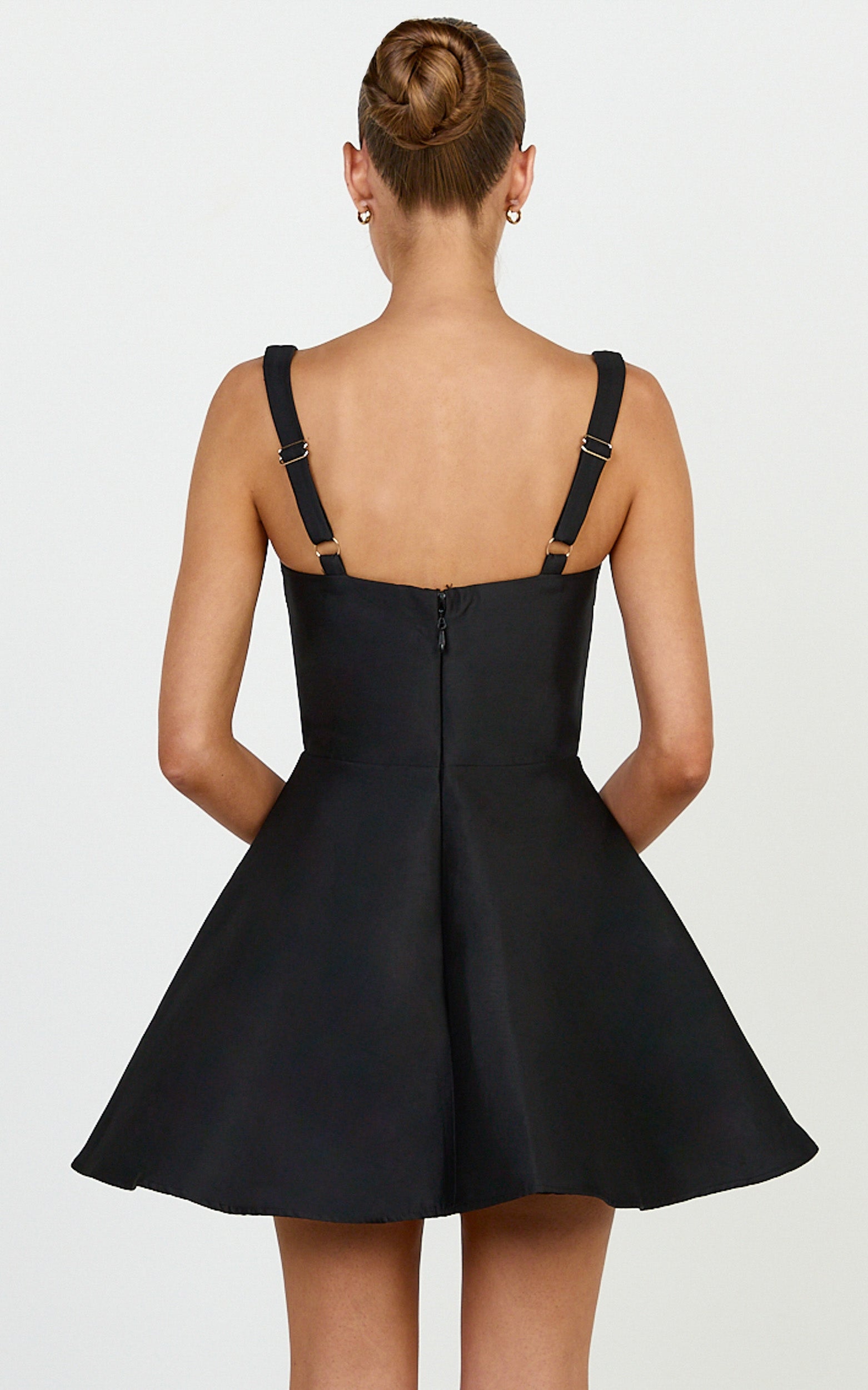 Talia Mini Dress - Scoop Neck Fit And Flare Dres in Black