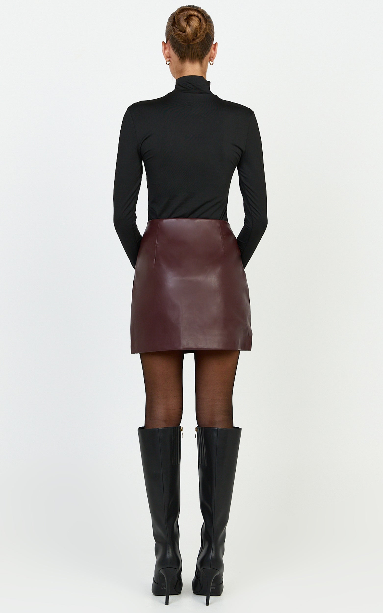 Zia Top - High Neck Long Sleeve Top in Black