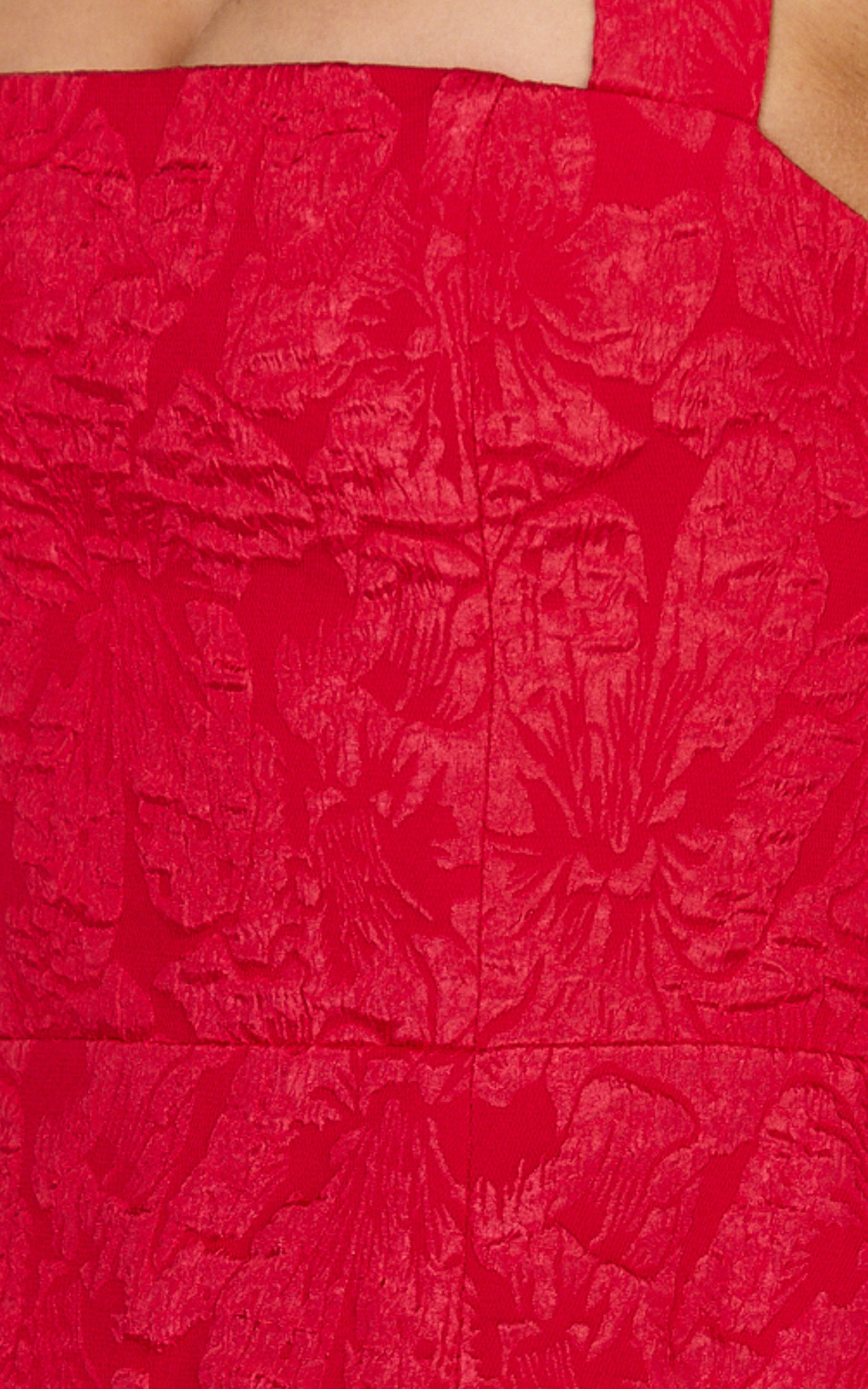 Gabbie Mini Dress - Jacquard Halter Fit And Flare Dress in Red
