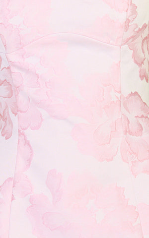 Orla Mini Dress - Jacquard Scoop Neck Fitted Dress in Pink