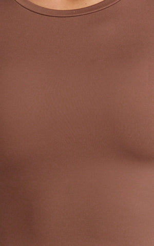 Aurora Top - Crew Neck Long Sleeve Top in Cocoa Bean