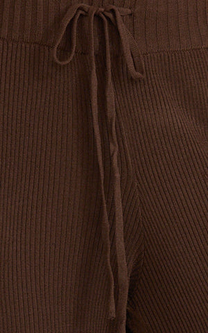Indigo Pants - Knit High Waist Relaxed Pants in Chocolate