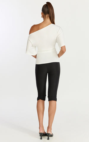Dora Top - Off Shoulder Ruched Waist Top in Off White