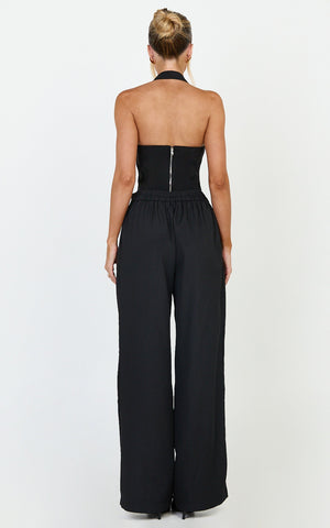 Tessa Pants - Elastic Back Pull On Tailored Pants in Black