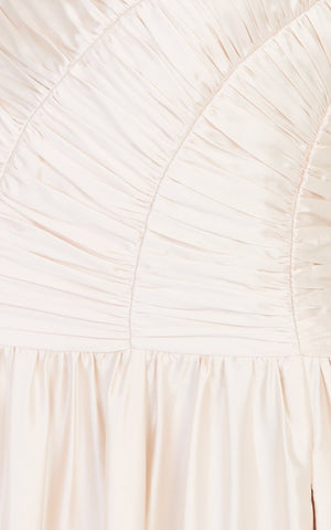 Alessandra Maxi Dress - Ruched Leg Split Dress in Champagne