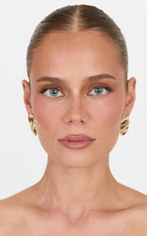 Atalia Earrings - Oval Stud Earrings in Gold