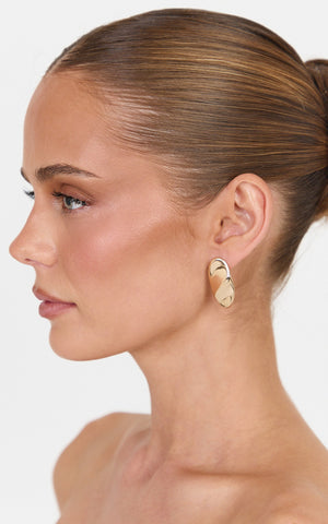 Atalia Earrings - Oval Stud Earrings in Gold
