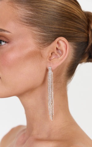 Amarie Earrings - Statement Diamonte Earrings in Gold