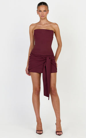 Gigi Mini Skort - Wrap Tie Front Skort in Wine