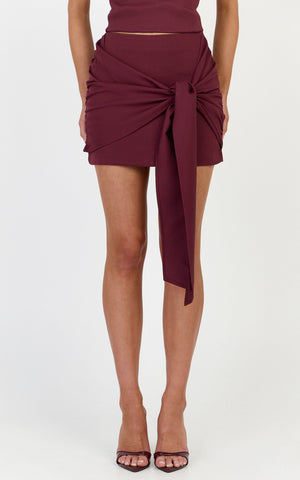 Gigi Mini Skort - Wrap Tie Front Skort in Wine