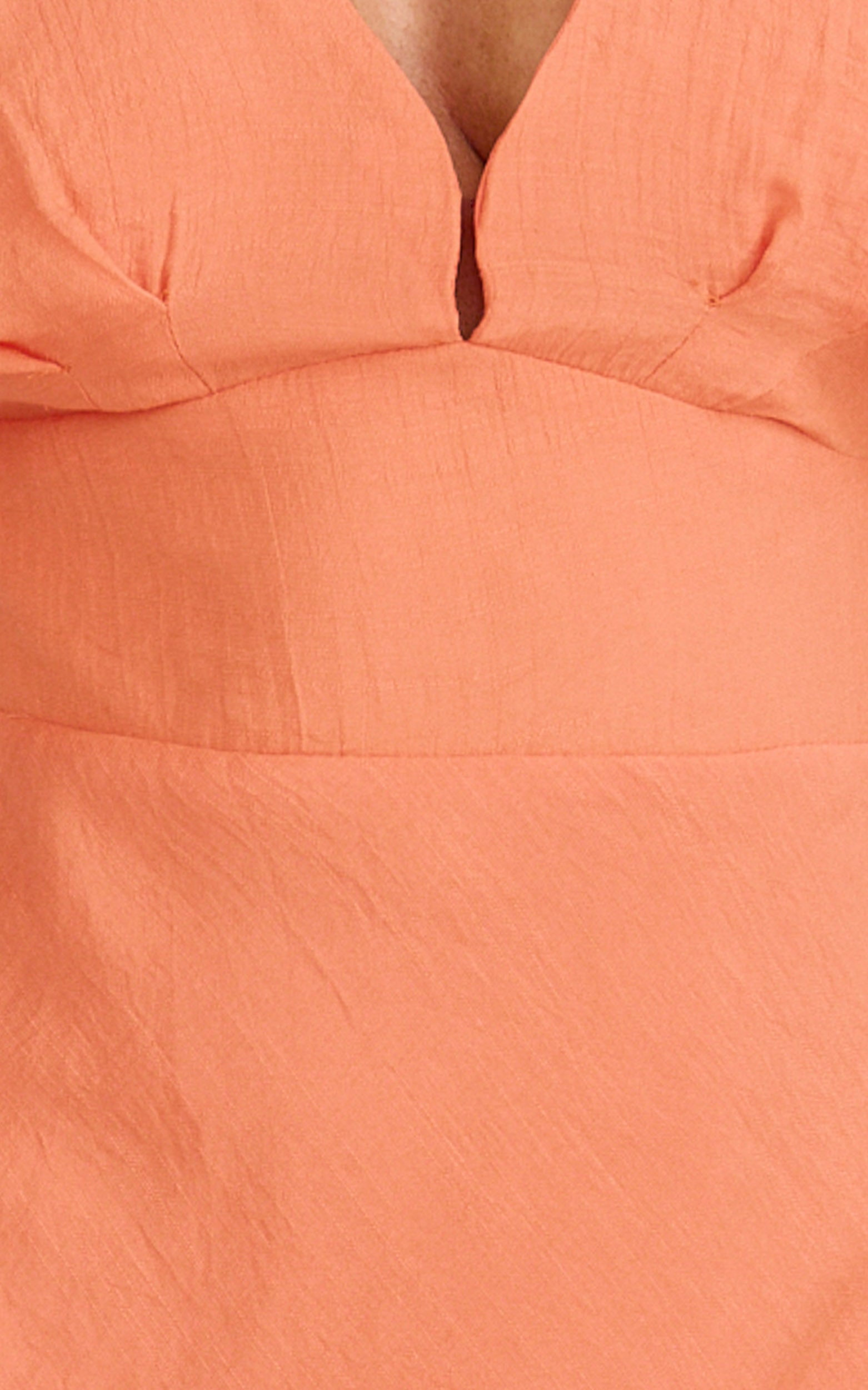 Desiree Midi Dress - V Neck Flutter Short Sleeve Slip Dress in Orange