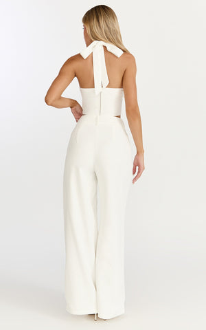 Karina Top - Halter Neck Princess Panel Top in Cream