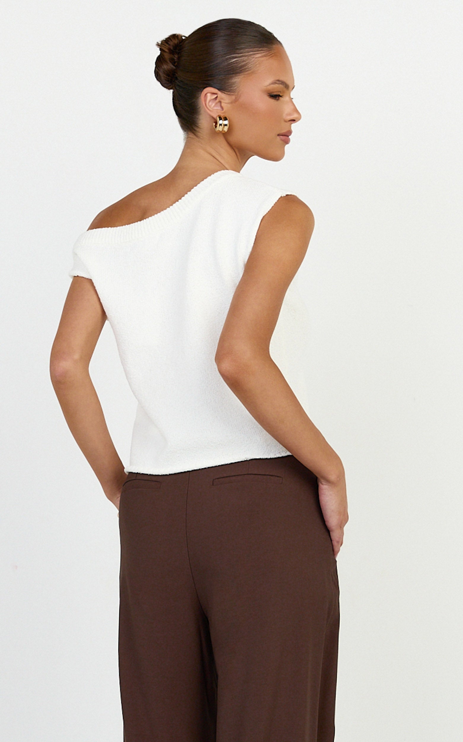 Marilou Top - Knit Off Shoulder Top in White
