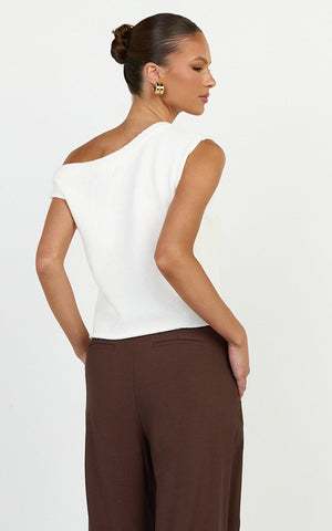 Marilou Top - Knit Off Shoulder Top in White